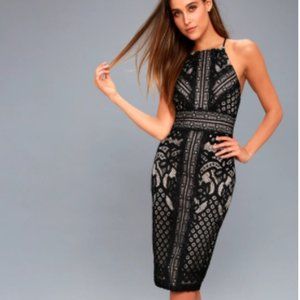 Black/Nude Lace Midi Sexy Back Date Night Dress